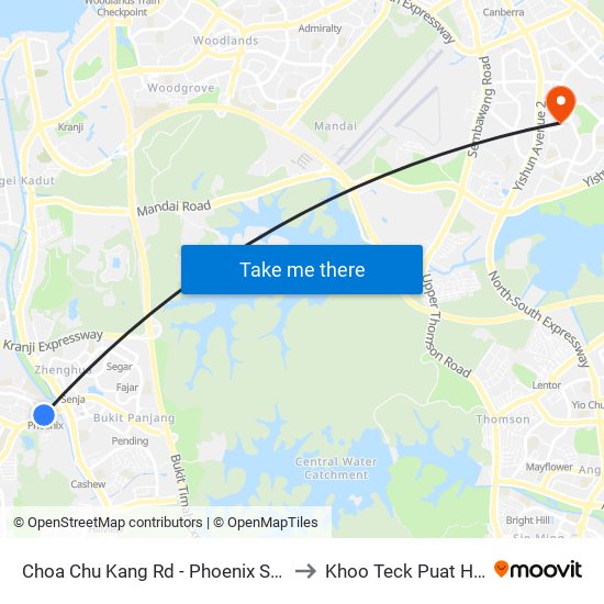 Choa Chu Kang Rd - Phoenix Stn (44141) to Khoo Teck Puat Hospital map