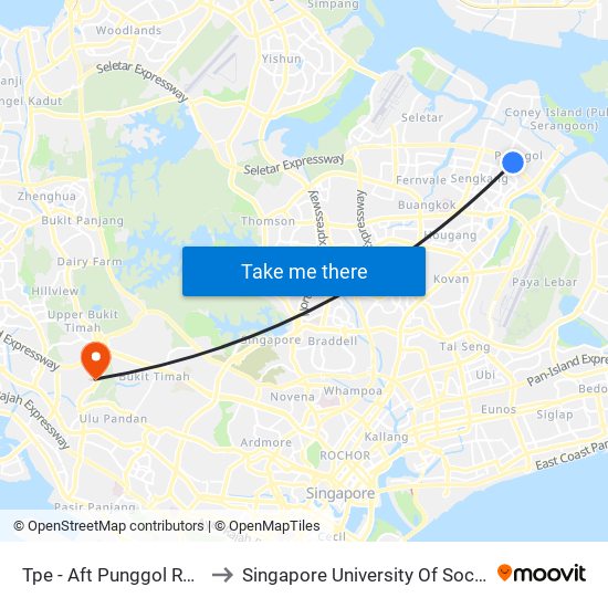 Tpe -  Aft Punggol Rd (65199) to Singapore University Of Social Sciences map