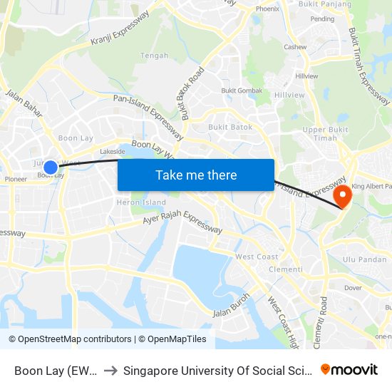 Boon Lay (EW27) to Singapore University Of Social Sciences map