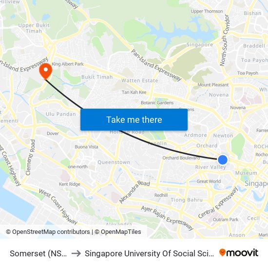 Somerset (NS23) to Singapore University Of Social Sciences map