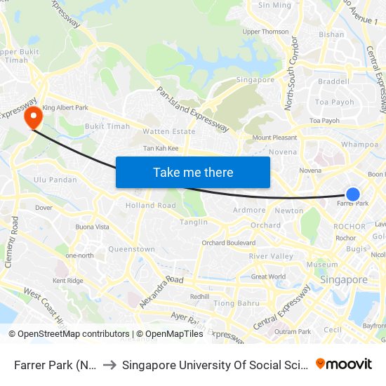 Farrer Park (NE8) to Singapore University Of Social Sciences map