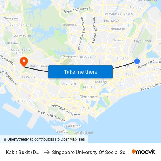 Kakit Bukit (DT28) to Singapore University Of Social Sciences map