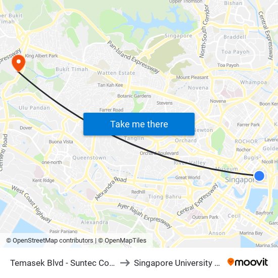 Temasek Blvd - Suntec Convention Ctr (02151) to Singapore University Of Social Sciences map