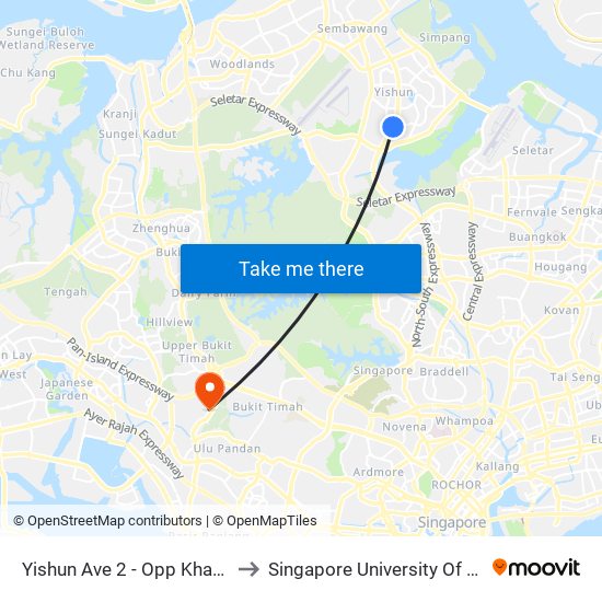 Yishun Ave 2 - Opp Khatib Stn (59049) to Singapore University Of Social Sciences map