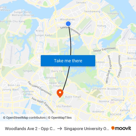 Woodlands Ave 2 - Opp Casablanca (46221) to Singapore University Of Social Sciences map