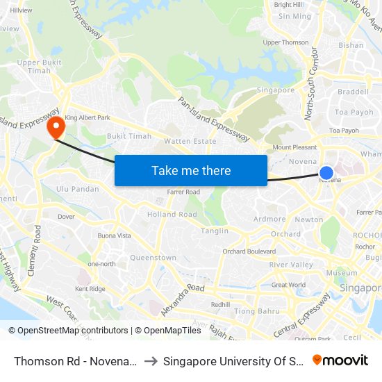 Thomson Rd - Novena Stn (50038) to Singapore University Of Social Sciences map