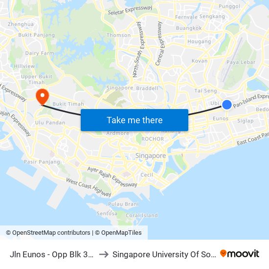 Jln Eunos - Opp Blk 322 (72019) to Singapore University Of Social Sciences map