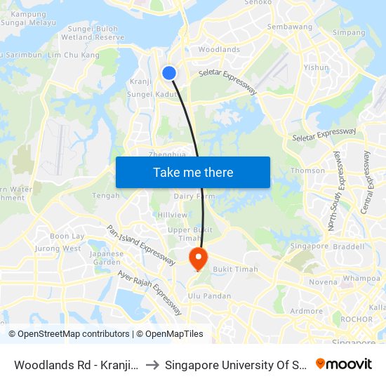 Woodlands Rd - Kranji Stn (45139) to Singapore University Of Social Sciences map