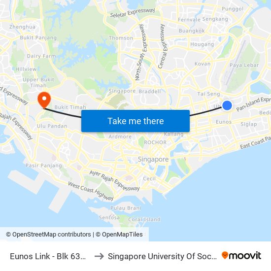 Eunos Link - Blk 637 (71091) to Singapore University Of Social Sciences map