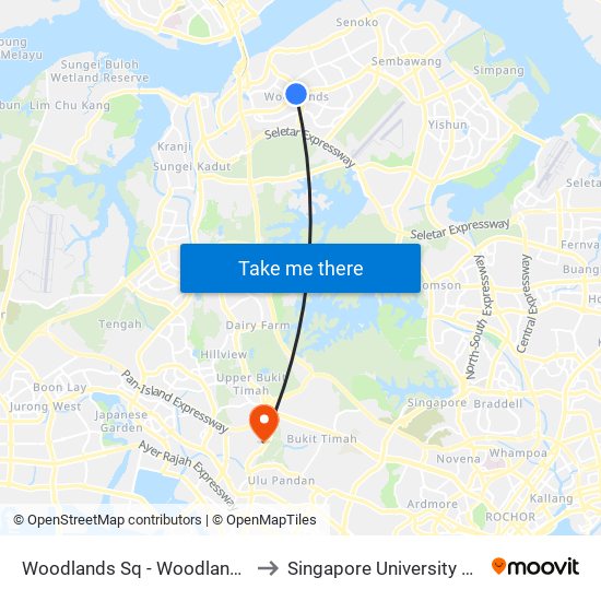 Woodlands Sq - Woodlands Temp Int (47009) to Singapore University Of Social Sciences map