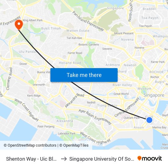 Shenton Way - Uic Bldg (03129) to Singapore University Of Social Sciences map