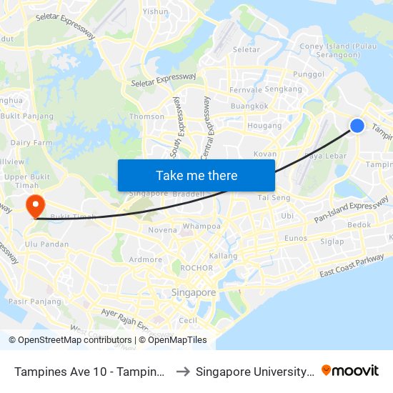 Tampines Ave 10 - Tampines Wafer Fab Pk (75351) to Singapore University Of Social Sciences map