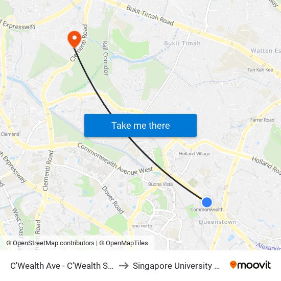 C'Wealth Ave - C'Wealth Stn Exit B/C (11169) to Singapore University Of Social Sciences map