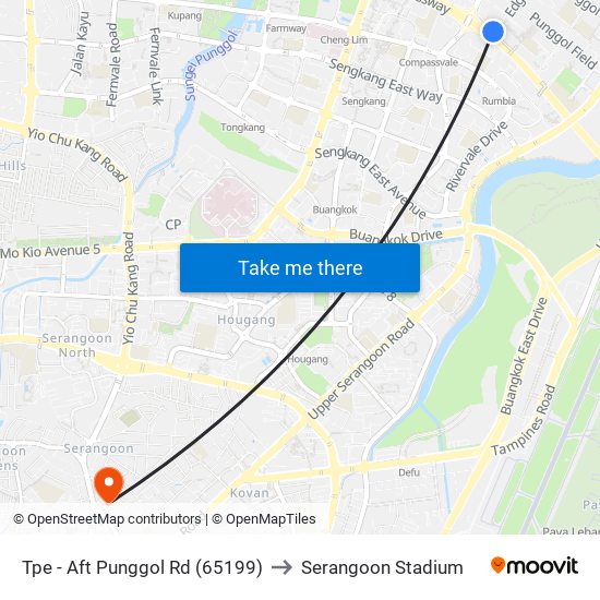 Tpe -  Aft Punggol Rd (65199) to Serangoon Stadium map