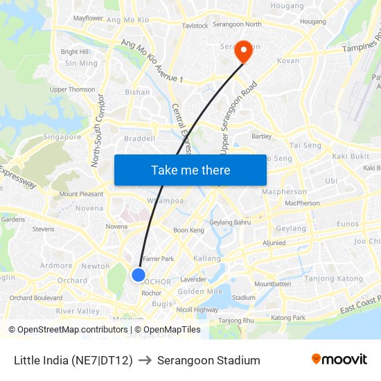 Little India (NE7|DT12) to Serangoon Stadium map
