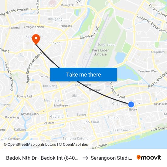 Bedok Nth Dr - Bedok Int (84009) to Serangoon Stadium map