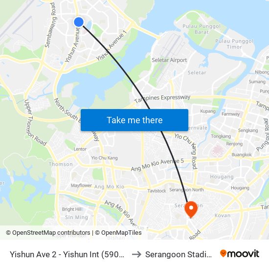 Yishun Ave 2 - Yishun Int (59009) to Serangoon Stadium map