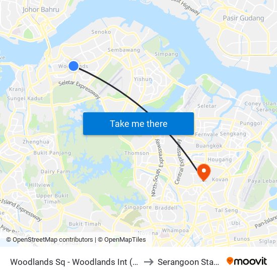 Woodlands Sq - Woodlands Int (46009) to Serangoon Stadium map