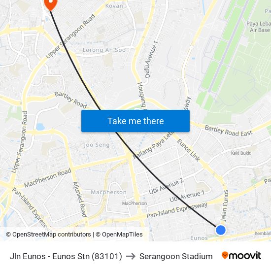 Jln Eunos - Eunos Stn (83101) to Serangoon Stadium map