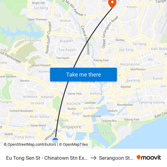 Eu Tong Sen St - Chinatown Stn Exit C (05013) to Serangoon Stadium map