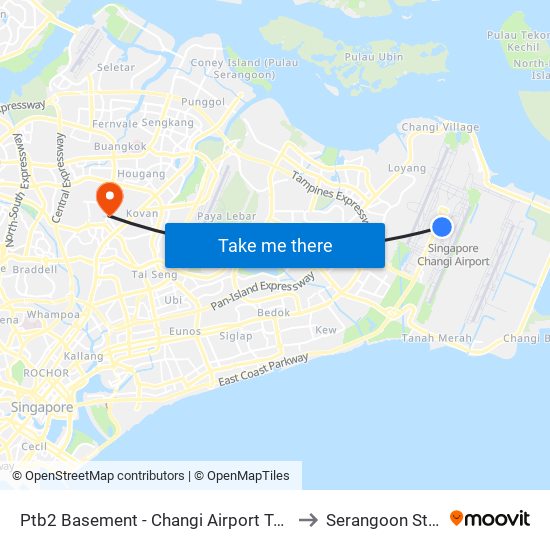 Ptb2 Basement - Changi Airport Ter 2 (95129) to Serangoon Stadium map