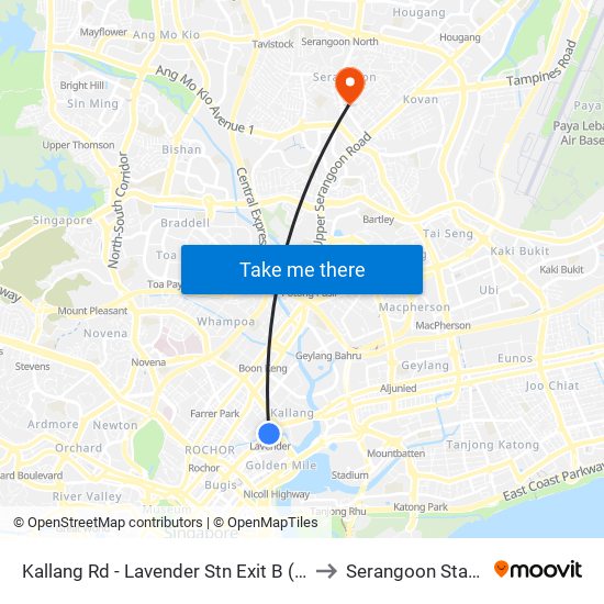 Kallang Rd - Lavender Stn Exit B (01311) to Serangoon Stadium map