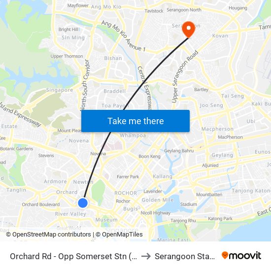 Orchard Rd - Opp Somerset Stn (09038) to Serangoon Stadium map