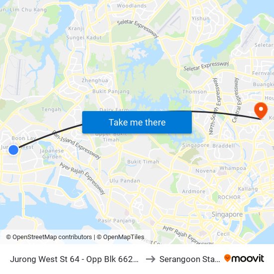 Jurong West St 64 - Opp Blk 662c (22499) to Serangoon Stadium map