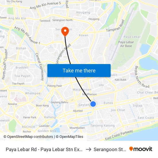 Paya Lebar Rd - Paya Lebar Stn Exit B (81111) to Serangoon Stadium map