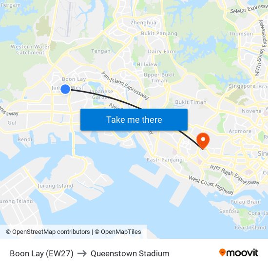 Boon Lay (EW27) to Queenstown Stadium map