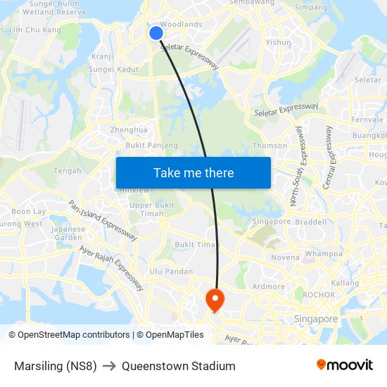 Marsiling (NS8) to Queenstown Stadium map