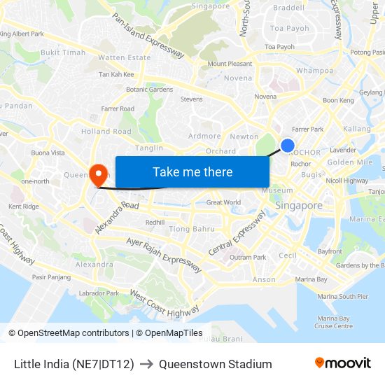 Little India (NE7|DT12) to Queenstown Stadium map