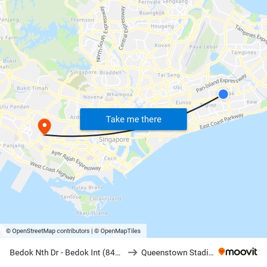 Bedok Nth Dr - Bedok Int (84009) to Queenstown Stadium map