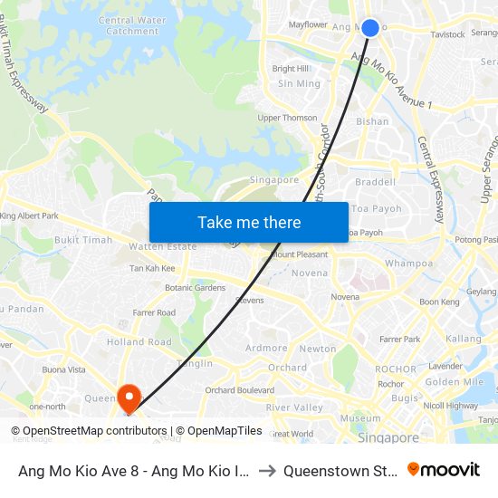 Ang Mo Kio Ave 8 - Ang Mo Kio Int (54009) to Queenstown Stadium map