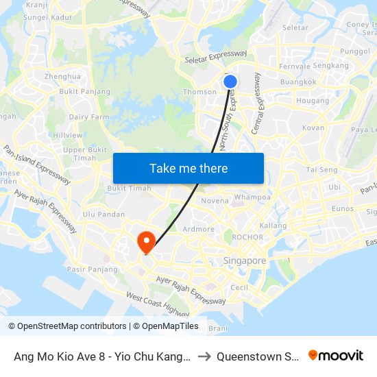 Ang Mo Kio Ave 8 - Yio Chu Kang Int (55509) to Queenstown Stadium map