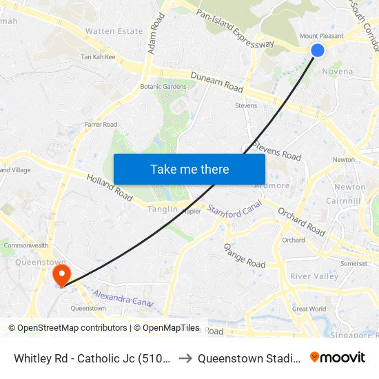 Whitley Rd - Catholic Jc (51099) to Queenstown Stadium map