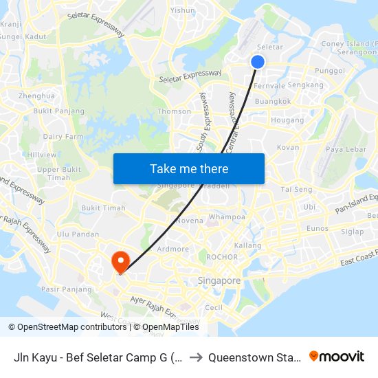 Jln Kayu - Bef Seletar Camp G (68111) to Queenstown Stadium map