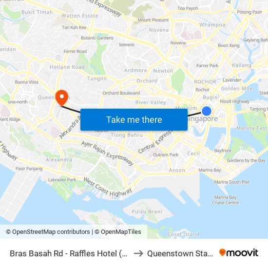 Bras Basah Rd - Raffles Hotel (02049) to Queenstown Stadium map