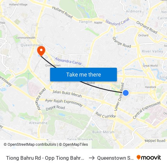Tiong Bahru Rd - Opp Tiong Bahru Stn (10161) to Queenstown Stadium map