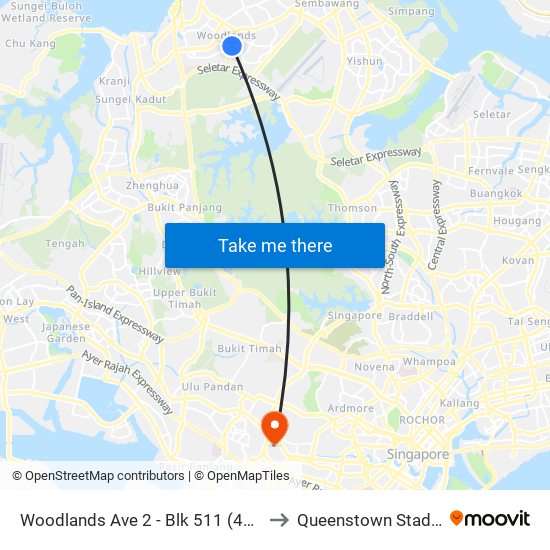 Woodlands Ave 2 - Blk 511 (46331) to Queenstown Stadium map