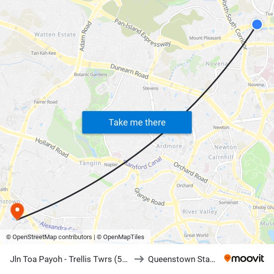 Jln Toa Payoh - Trellis Twrs (52071) to Queenstown Stadium map