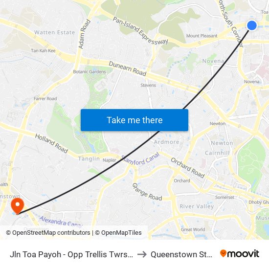 Jln Toa Payoh - Opp Trellis Twrs (52079) to Queenstown Stadium map