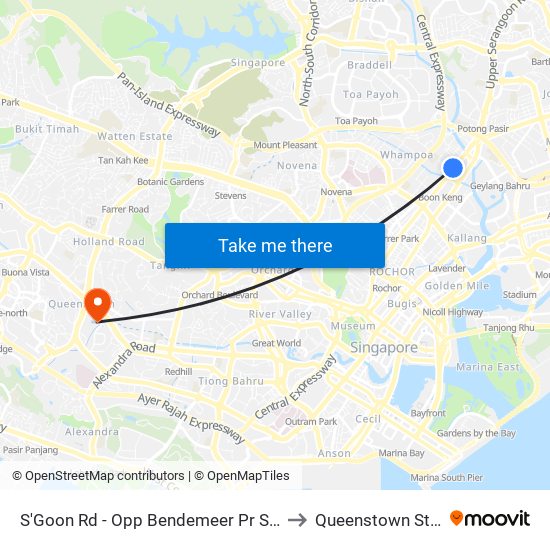 S'Goon Rd - Opp Bendemeer Pr Sch (60141) to Queenstown Stadium map