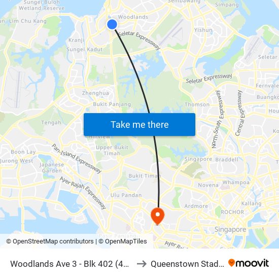 Woodlands Ave 3 - Blk 402 (46491) to Queenstown Stadium map