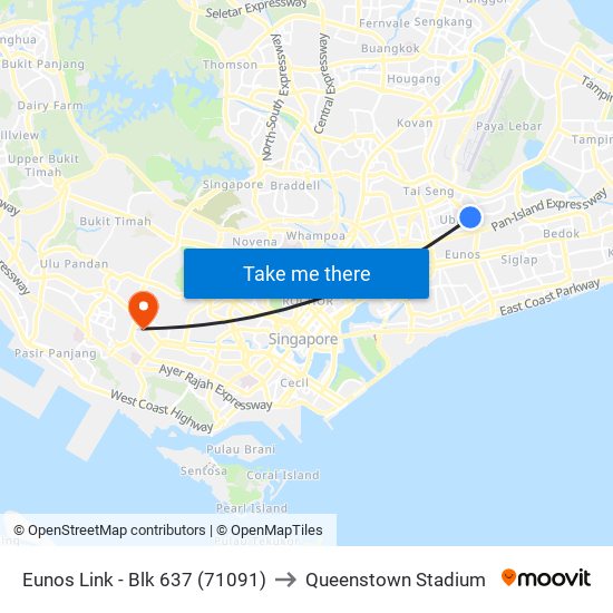 Eunos Link - Blk 637 (71091) to Queenstown Stadium map