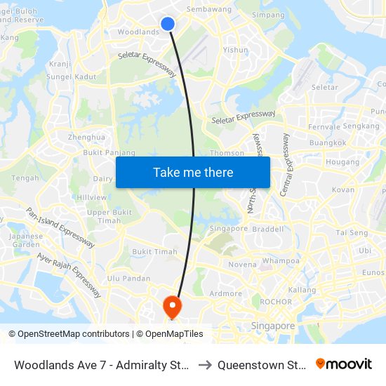 Woodlands Ave 7 - Admiralty Stn (46779) to Queenstown Stadium map