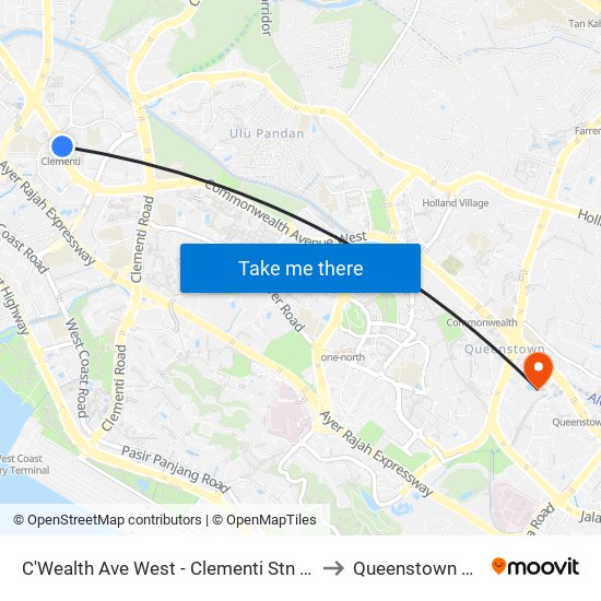 C'Wealth Ave West - Clementi Stn Exit B (17179) to Queenstown Stadium map