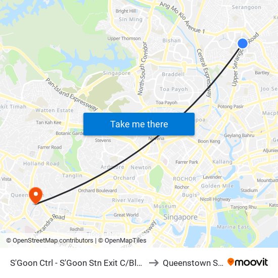 S'Goon Ctrl - S'Goon Stn Exit C/Blk 201 (66359) to Queenstown Stadium map