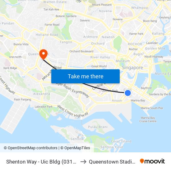 Shenton Way - Uic Bldg (03129) to Queenstown Stadium map