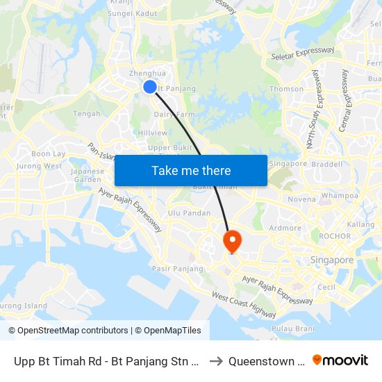 Upp Bt Timah Rd - Bt Panjang Stn Exit A/Lrt (44029) to Queenstown Stadium map